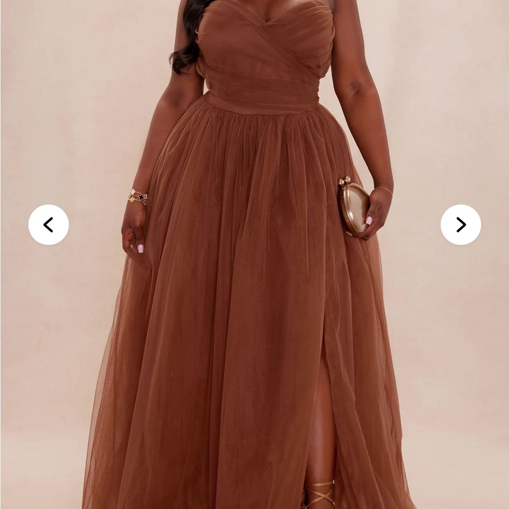 Fashion Nova Strapless Brown Dress